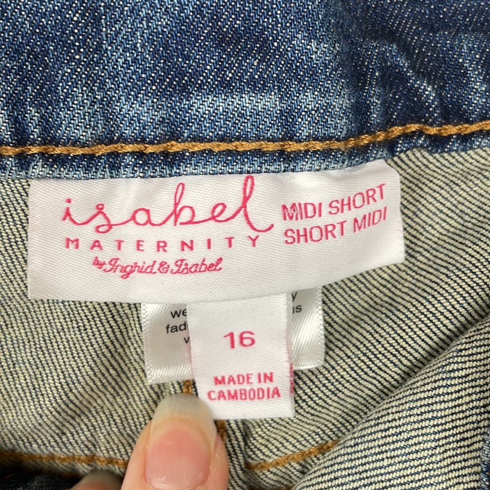 NWT Isabel Maternity Blue Denim Midi Shorts - Size 16 - Picture 7 of 11